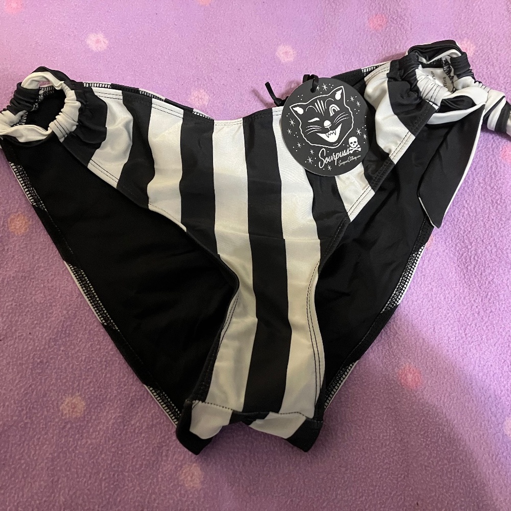 Sourpuss striped bikini bottom new with tags